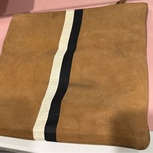 Clare V Clutch, leather with denim lining
